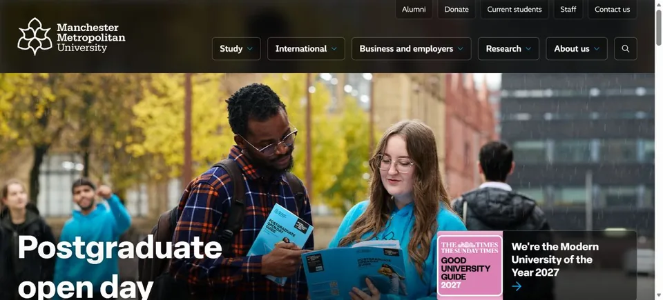 Manchester Metropolitan University — Official website screenshot