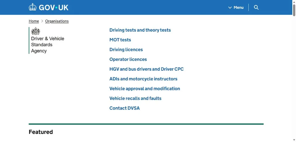 DVSA — Official website screenshot