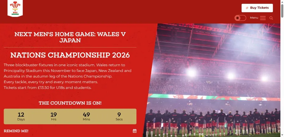 Welsh Rugby Union — Official website screenshot