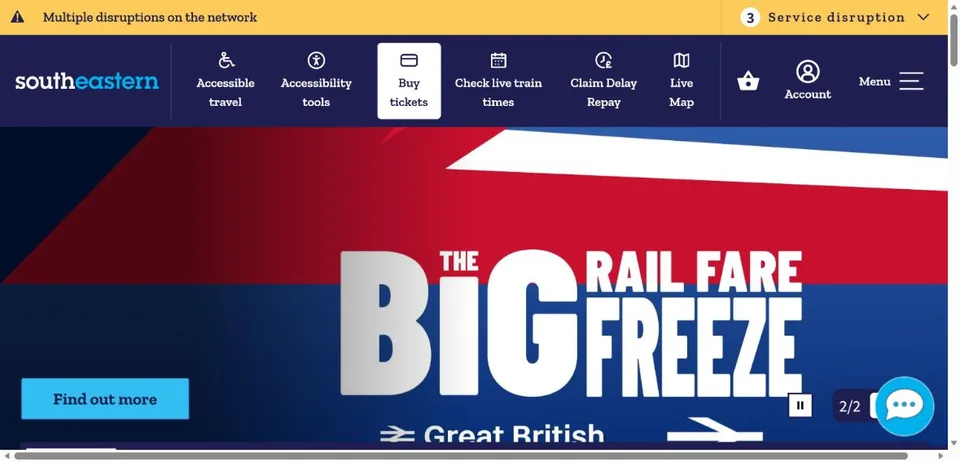 Southeastern — Official website screenshot