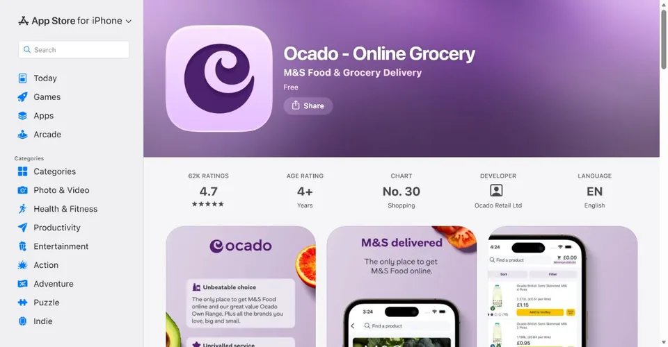 Ocado — Official UK App Store page · Ocado - Online Grocery