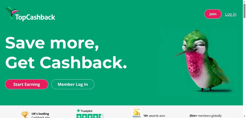 TopCashback UK — Official website screenshot