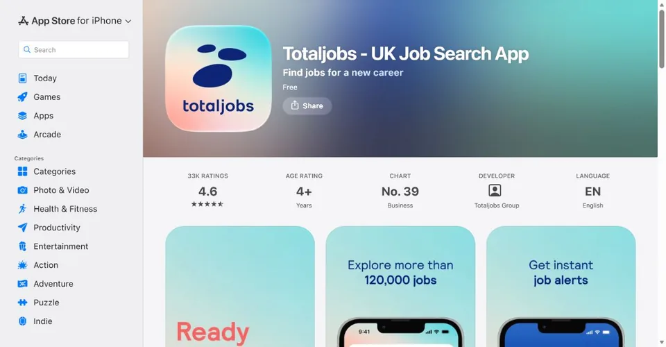 Totaljobs — Official UK App Store page · Totaljobs - UK Job Search App