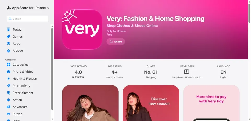 Very — Official UK App Store page · Very: Fashion & Home Shopping