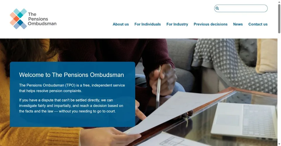 The Pensions Ombudsman — Official website screenshot