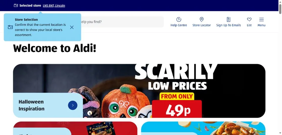 Aldi UK — Official website screenshot