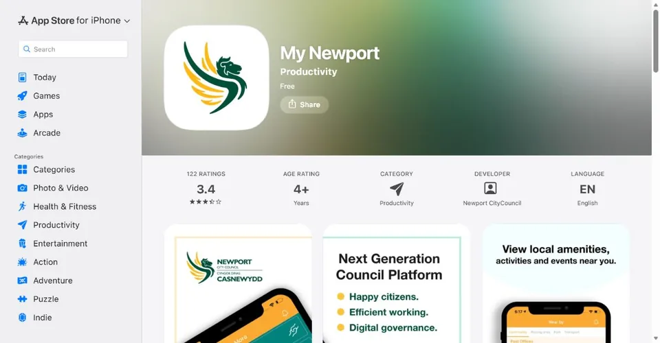 Newport City Council — Official UK App Store page · My Newport
