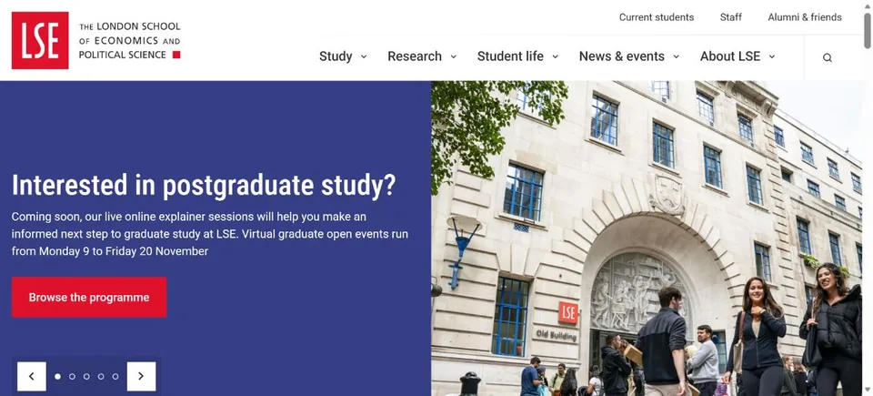 London School of Economics and Political Science — Official website screenshot