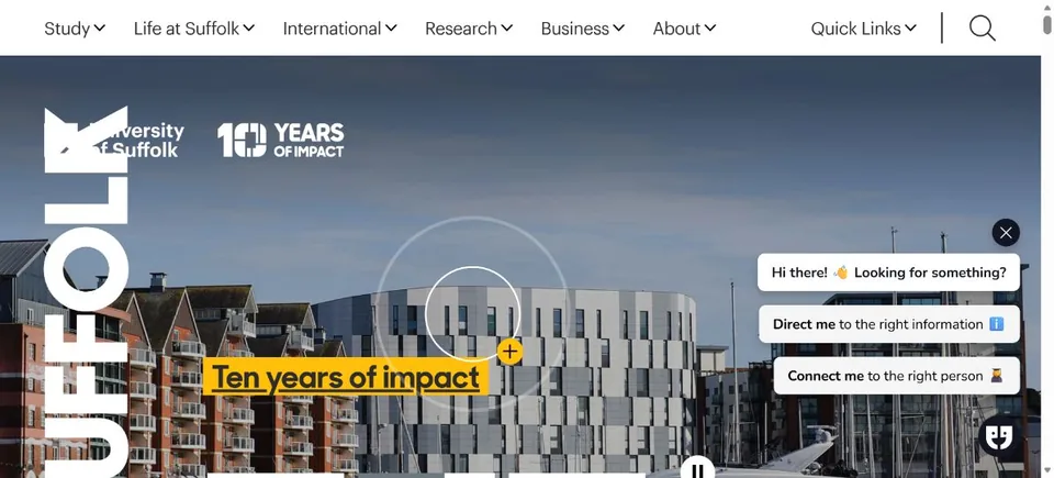 University of Suffolk — Official website screenshot