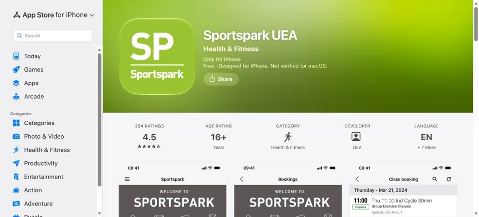 University of East Anglia — Official UK App Store page · Sportspark UEA