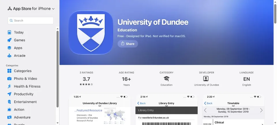 University of Dundee — Official UK App Store page · University of Dundee