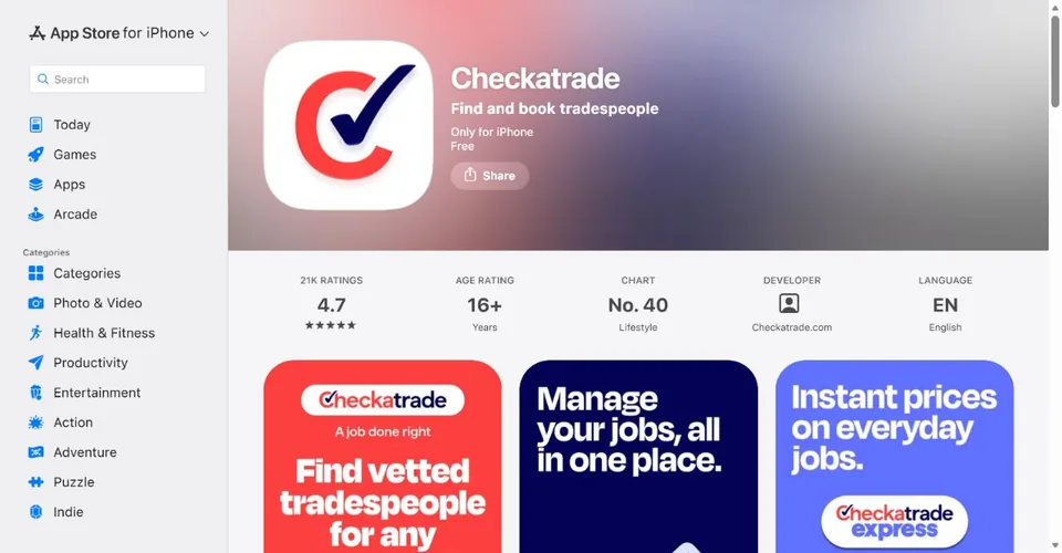 Checkatrade — Official UK App Store page · Checkatrade