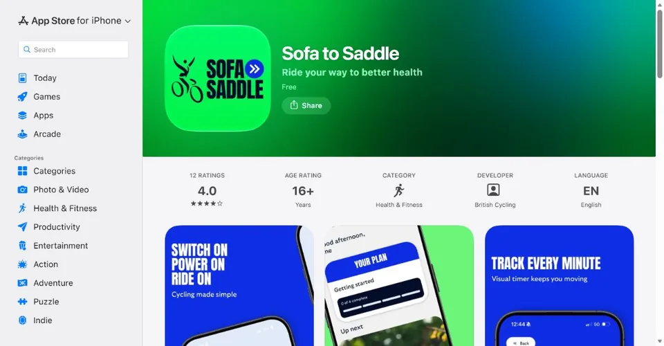 British Cycling — Official UK App Store page · Sofa to Saddle