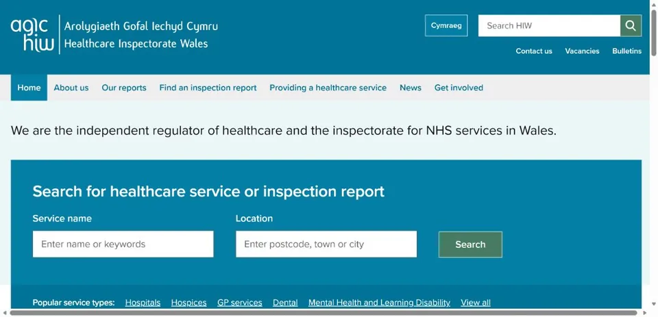 Healthcare Inspectorate Wales — Official website screenshot