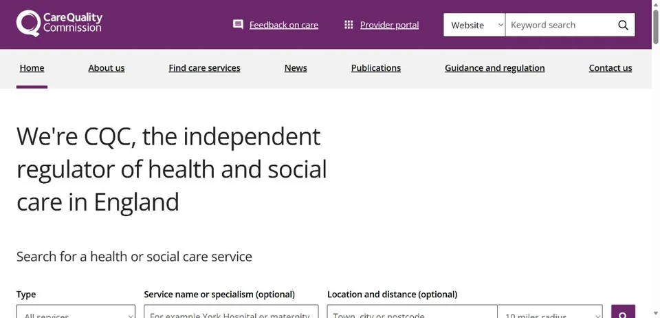 Care Quality Commission — Official website screenshot