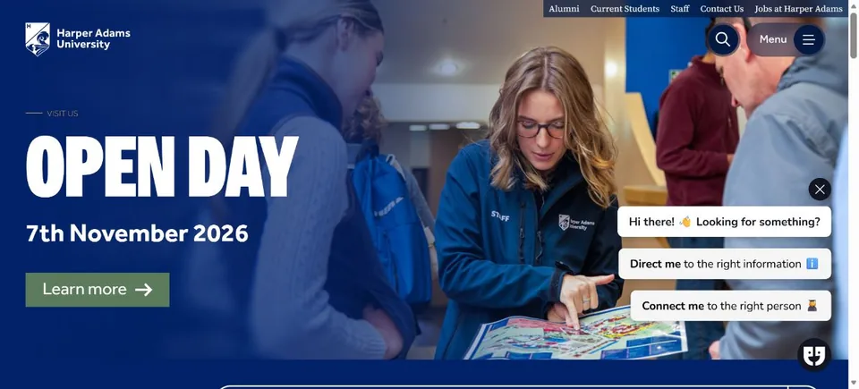 Harper Adams University — Official website screenshot
