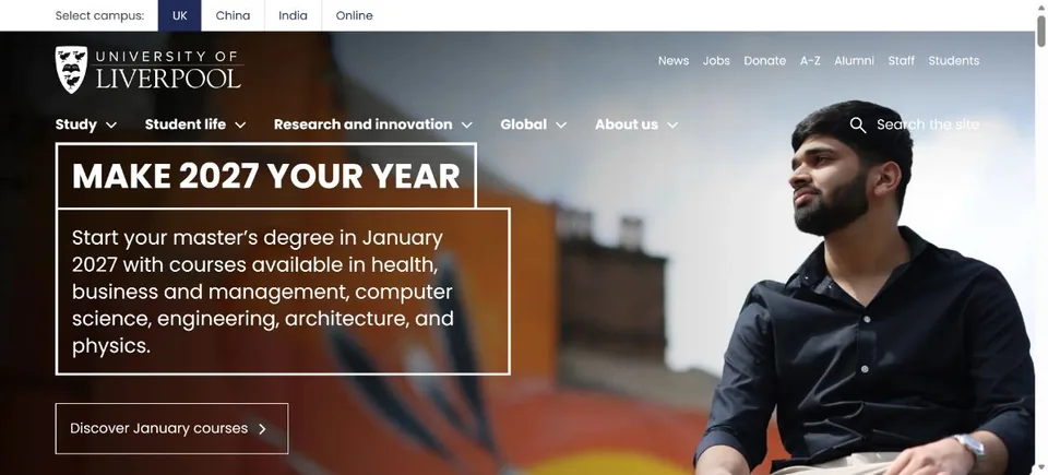 University of Liverpool — Official website screenshot