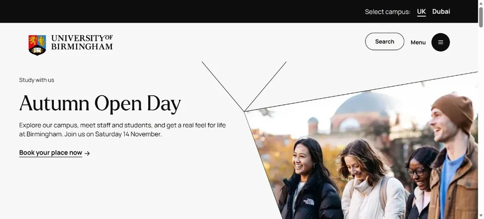 University of Birmingham — Official website screenshot
