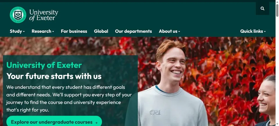 University of Exeter — Official website screenshot