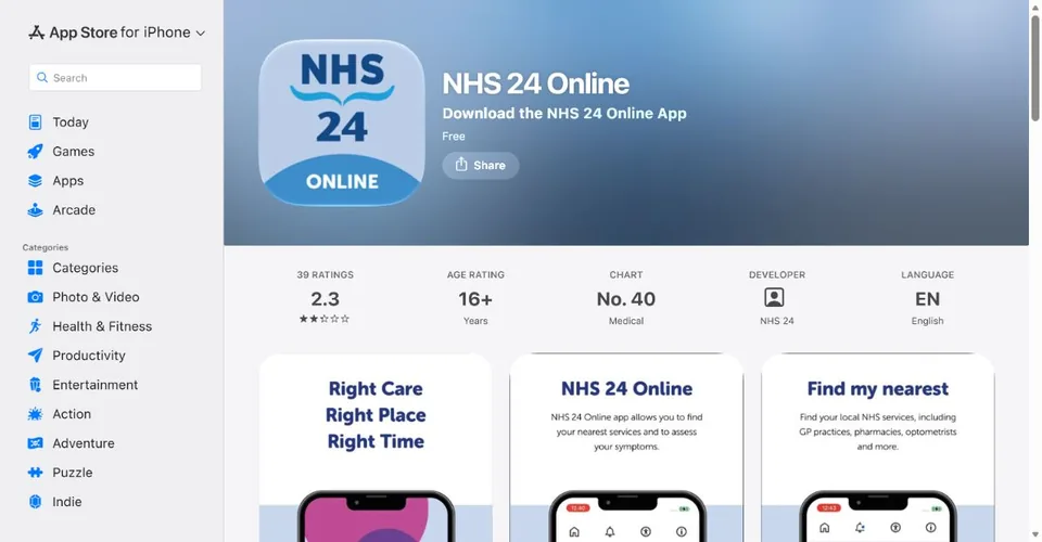 NHS inform — Official UK App Store page · NHS 24 Online