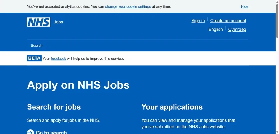 NHS Jobs — Official website screenshot