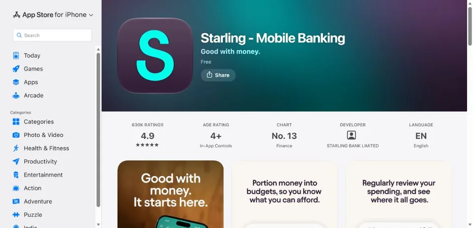Starling Bank — Official UK App Store page · Starling - Mobile Banking