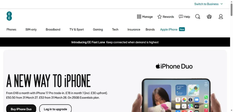 EE — Official website screenshot