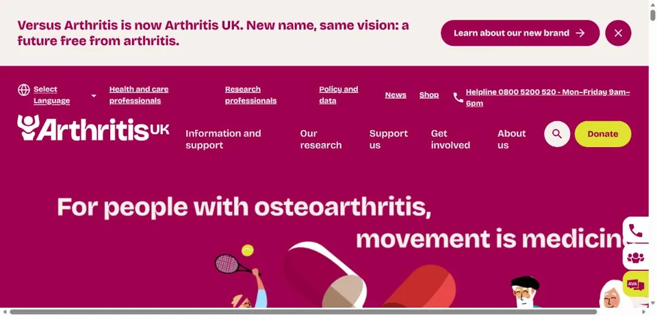 Arthritis UK — Official website screenshot