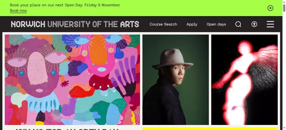 Norwich University of the Arts — Official website screenshot