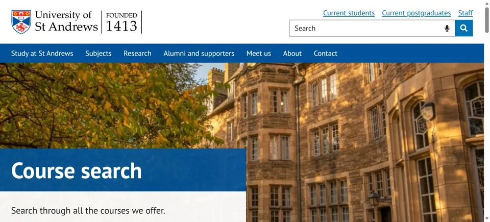 University of St Andrews — Official website screenshot