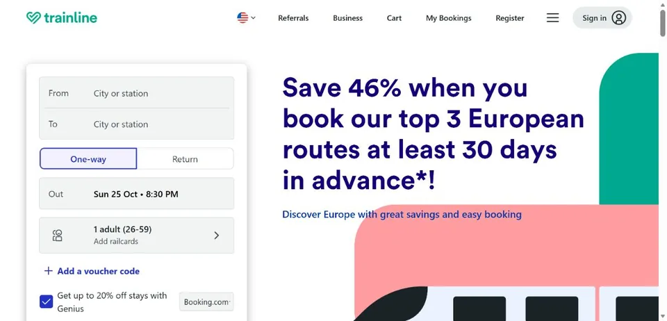 Trainline — Official website screenshot