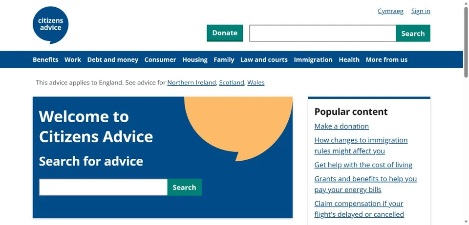 Citizens Advice — Official website screenshot