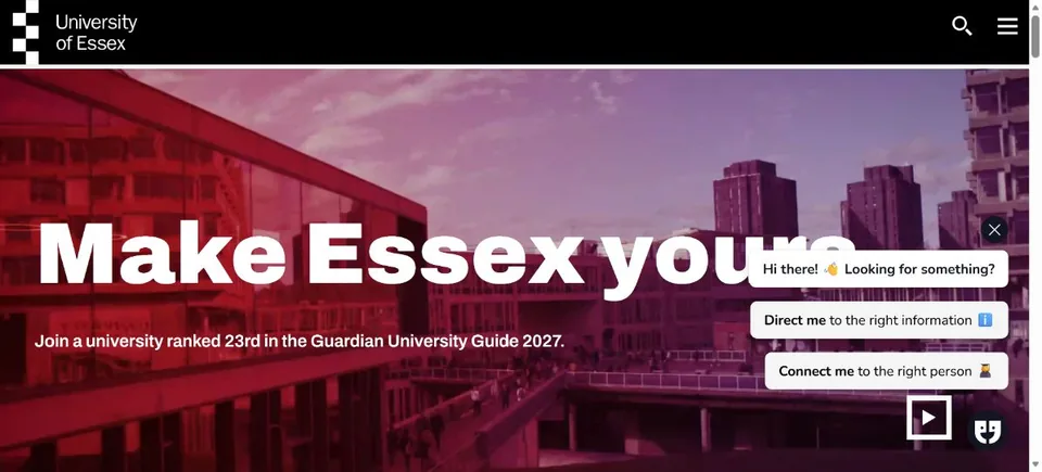 University of Essex — Official website screenshot