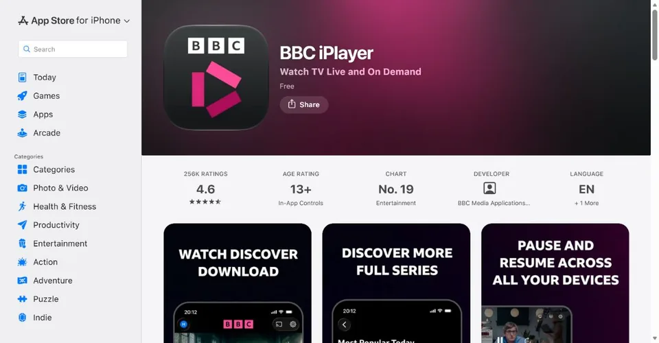 BBC iPlayer — Official UK App Store page · BBC iPlayer