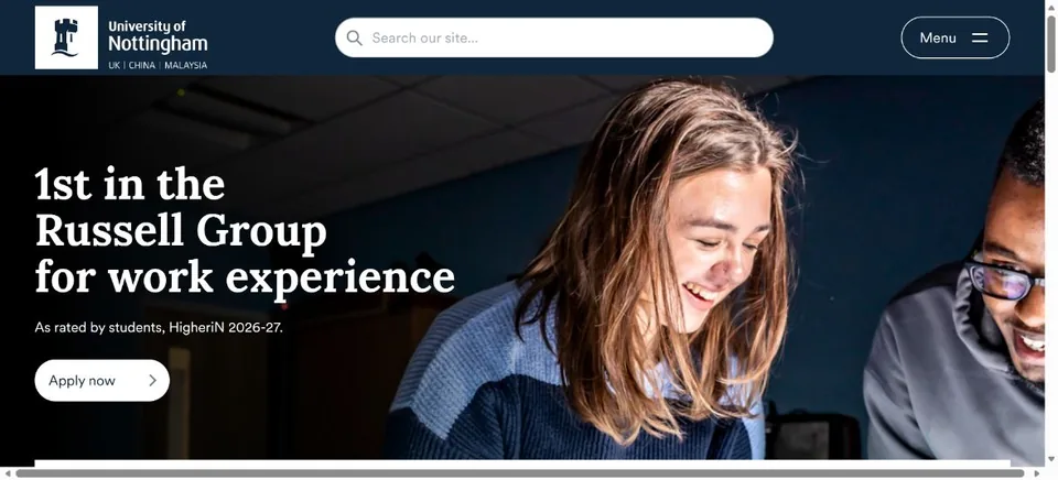 University of Nottingham — Official website screenshot