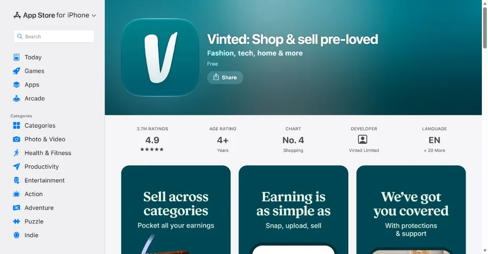 Vinted UK — Official UK App Store page · Vinted: Shop & sell pre-loved