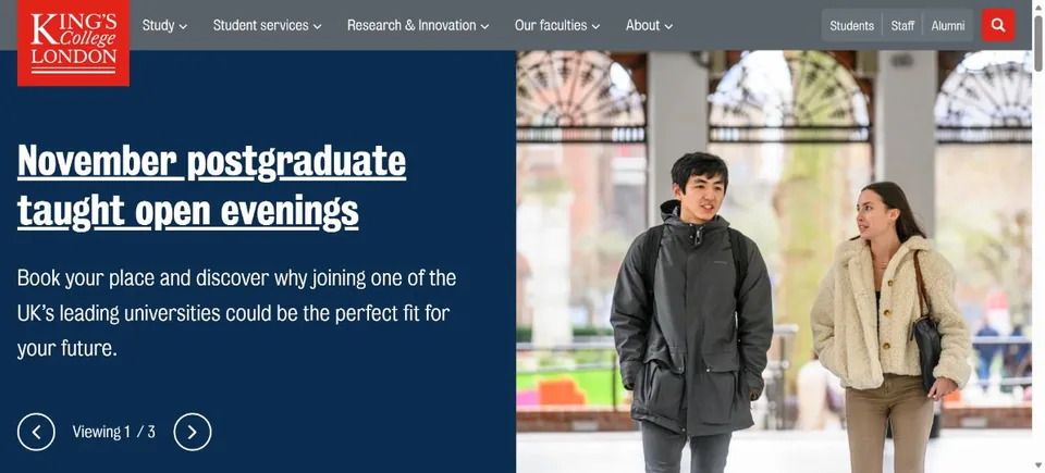 King's College London — Official website screenshot