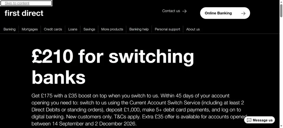 first direct — Official website screenshot