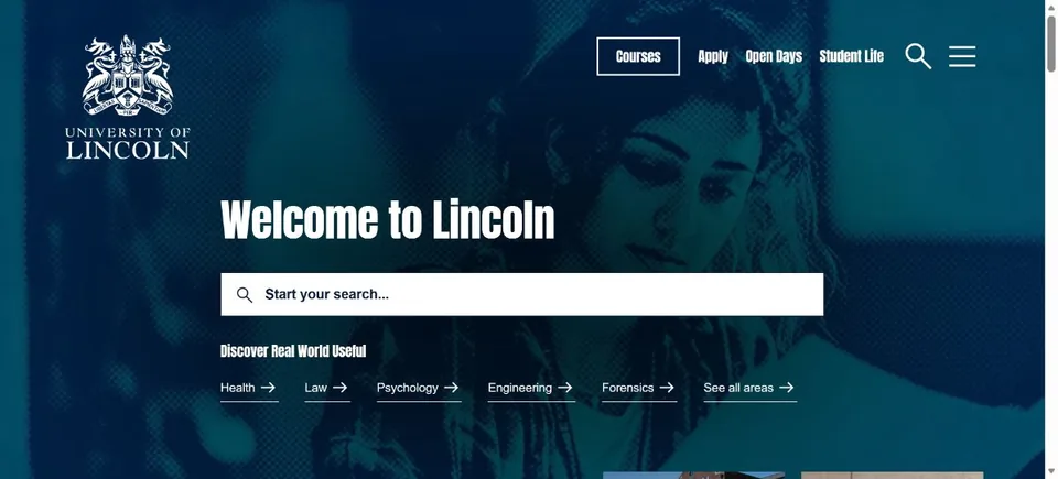 University of Lincoln — Official website screenshot
