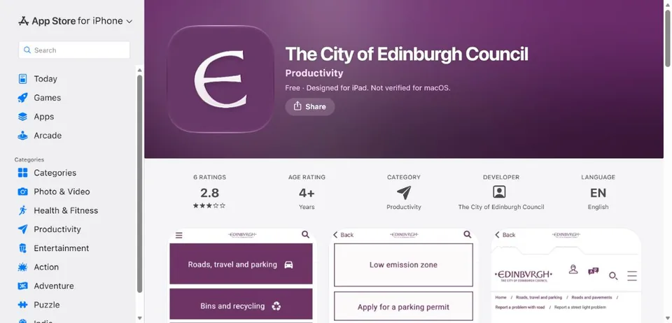 City of Edinburgh Council — Official UK App Store page