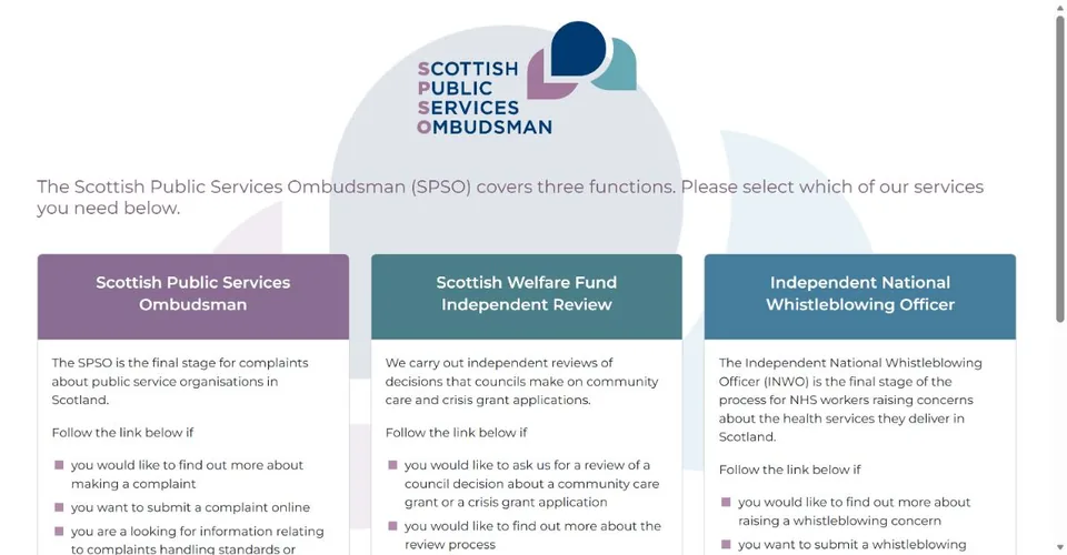 Scottish Public Services Ombudsman — Official website screenshot