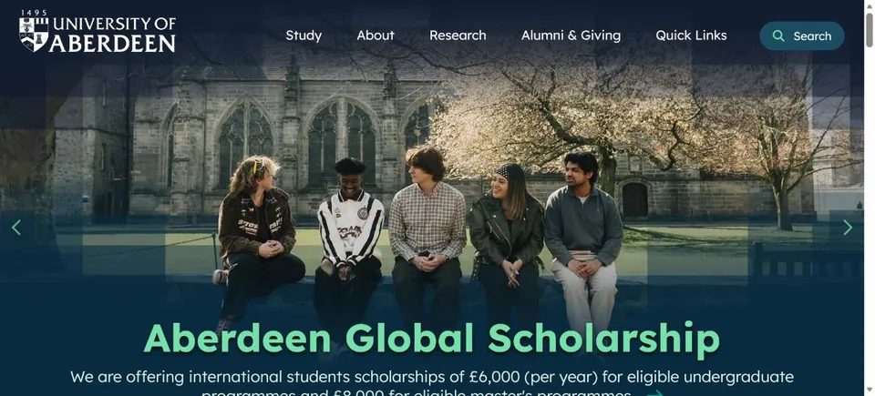 University of Aberdeen — Official website screenshot