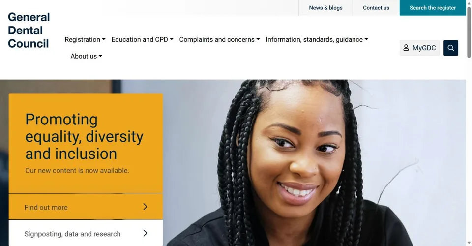 General Dental Council — Official website screenshot