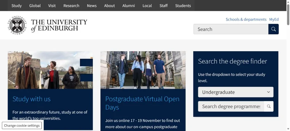 University of Edinburgh — Official website screenshot