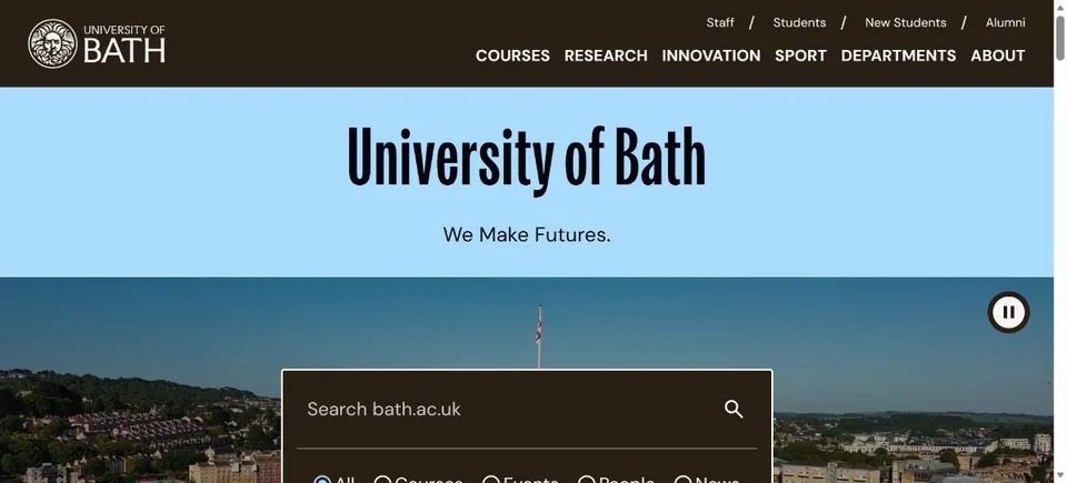 University of Bath — Official website screenshot