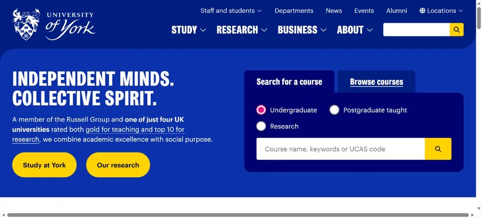 University of York — Official website screenshot