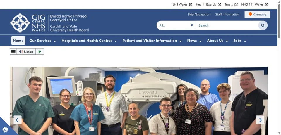 Cardiff and Vale University Health Board — Official website screenshot
