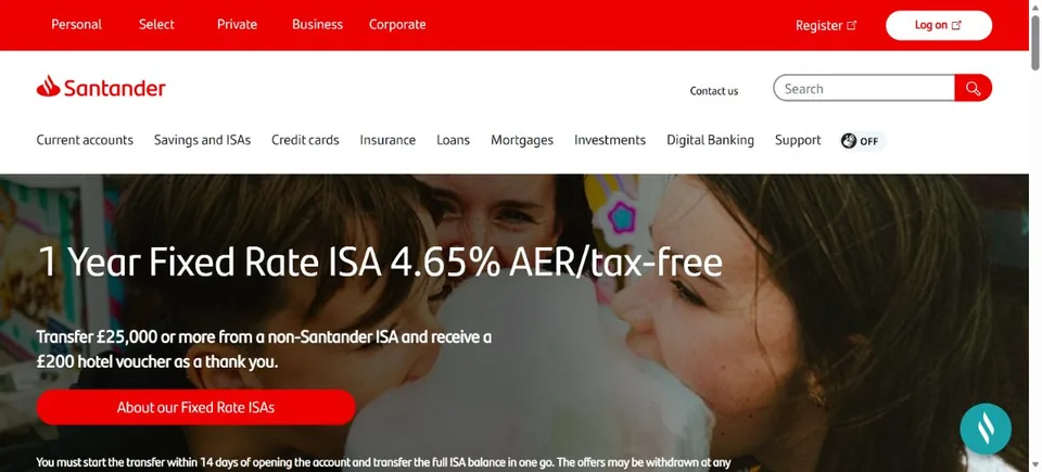 Santander UK — Official website screenshot