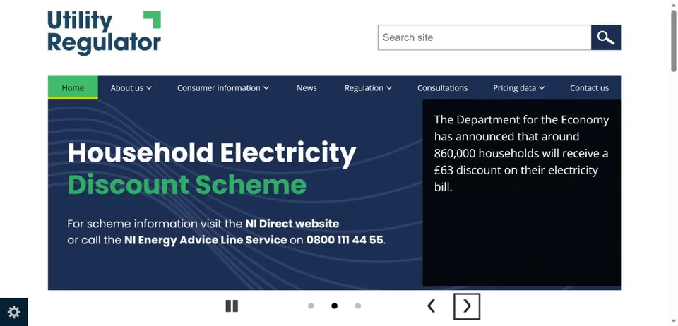 Utility Regulator — Official website screenshot