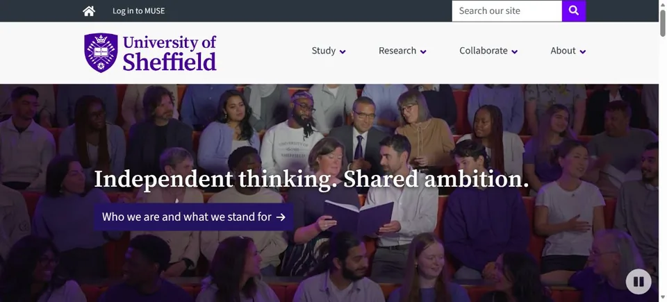 University of Sheffield — Official website screenshot